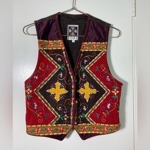 Hairston Roberson ROPA vintage wearable art embroidered fall vest. S